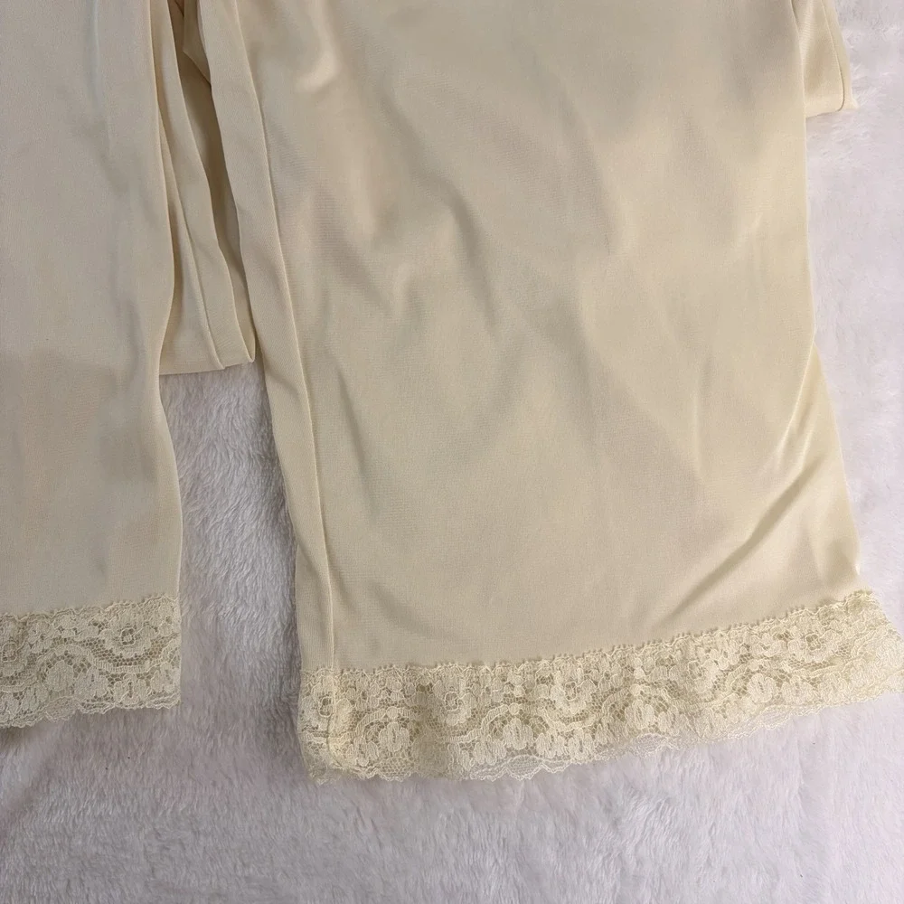 Vtg Vassarette Munsingwear Pale Yellow Wide Leg Slip Pants 6 Antron III Nylon